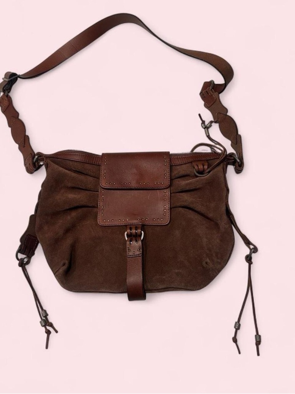 We The Free , Free People Brown suede and leather crossbody bag
